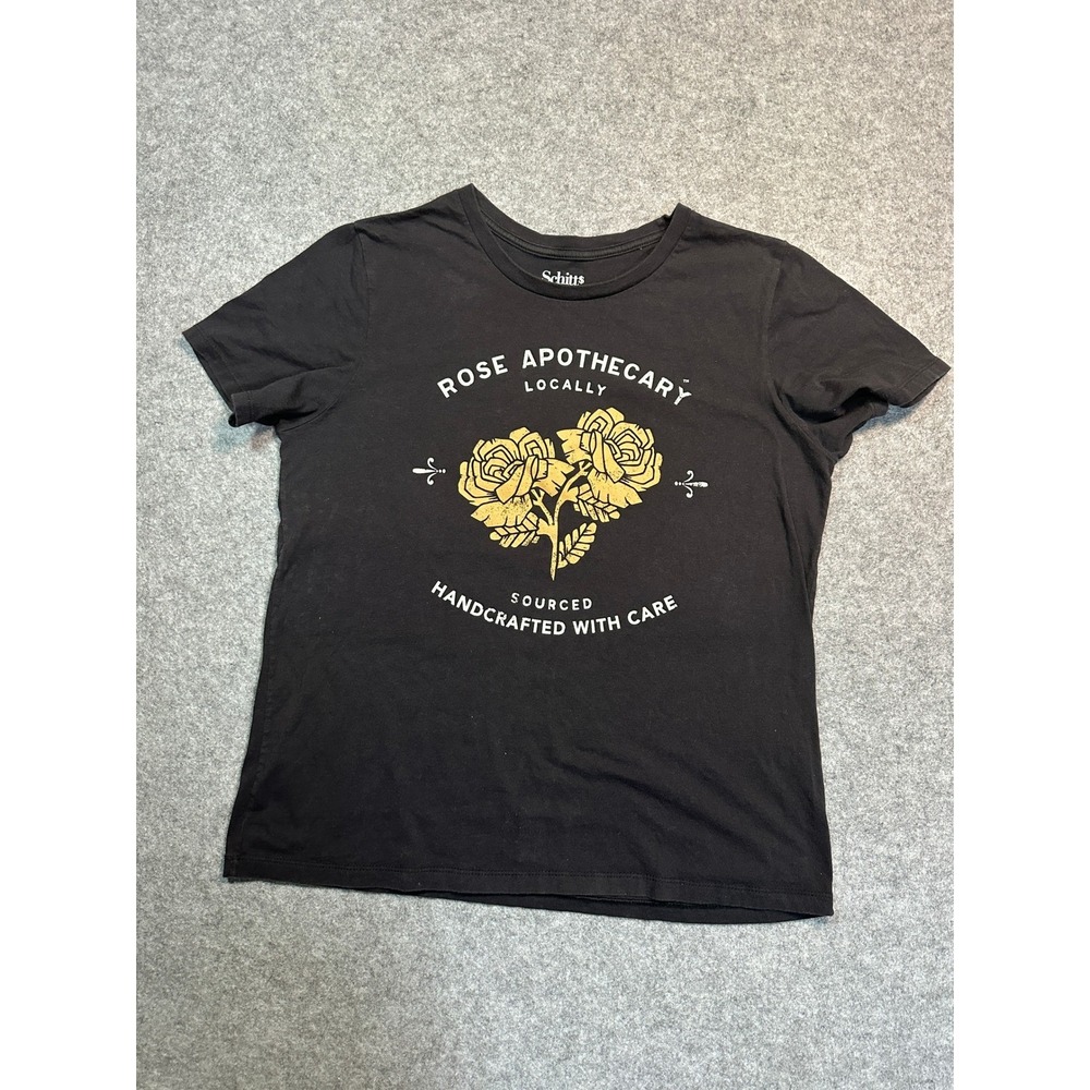 Schitts‎ Creek Rose Apothecary Graphic T-Shirt Black Gold XL Womens Cotton Tee